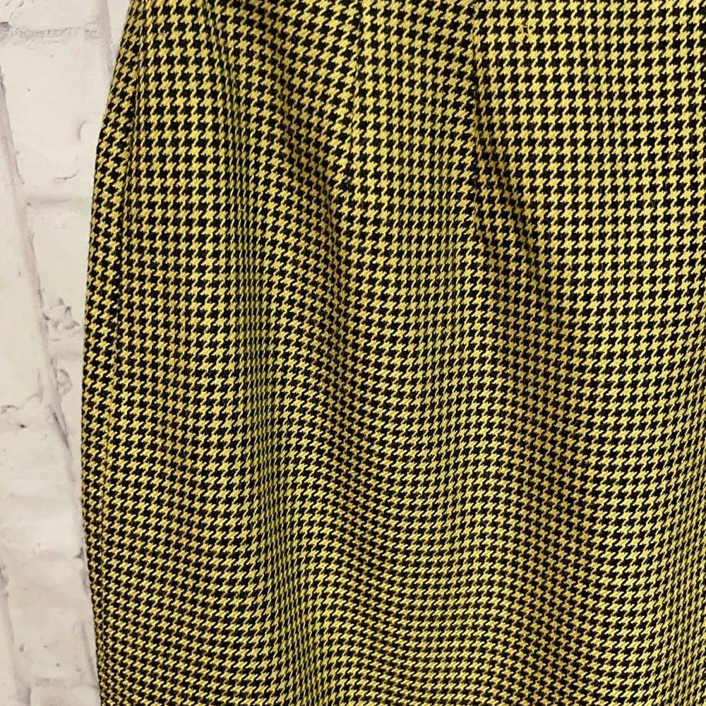 Vintage Taxi Cab Pencil Skirt Yellow & Black Houndstooth Lined Wool/Silk Blend